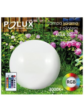 Lampa solarna RGB z pilotem KULA 30cm R3001-G