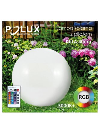 Lampa solarna RGB z pilotem KULA 40cm R3001-G