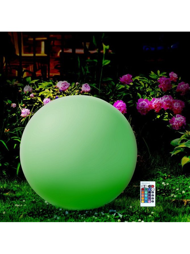 Lampa solarna RGB z pilotem KULA 40cm R3001-G