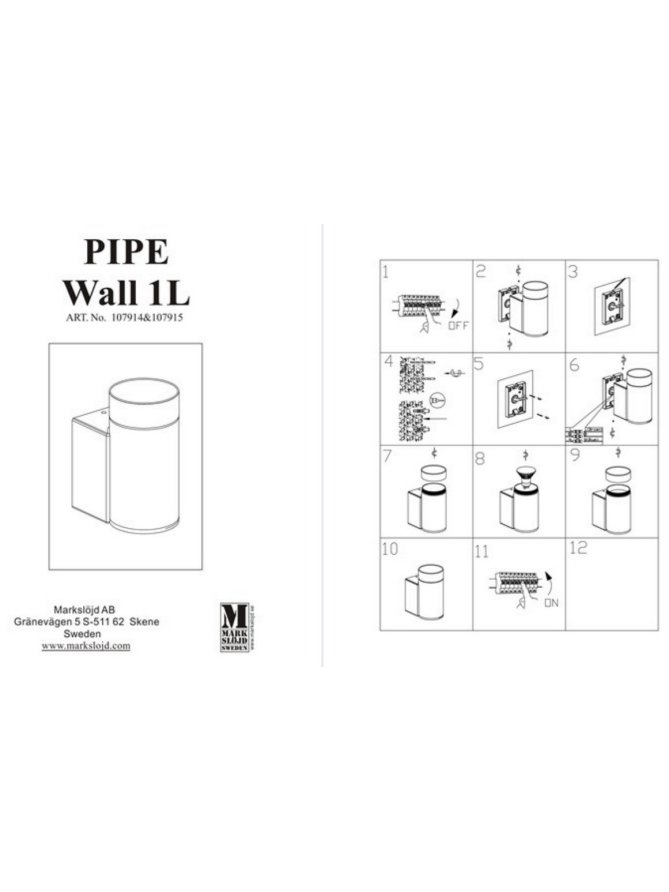 Kinkiet PIPE 1L Srebrny