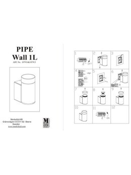 Kinkiet PIPE 1L Srebrny