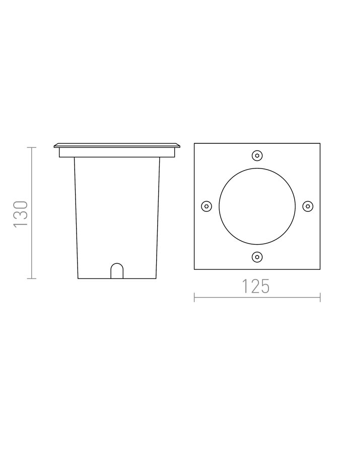 RIZZ SQ 125   stal nierdzewna 230V LED 7W 41° IP67  3000K
