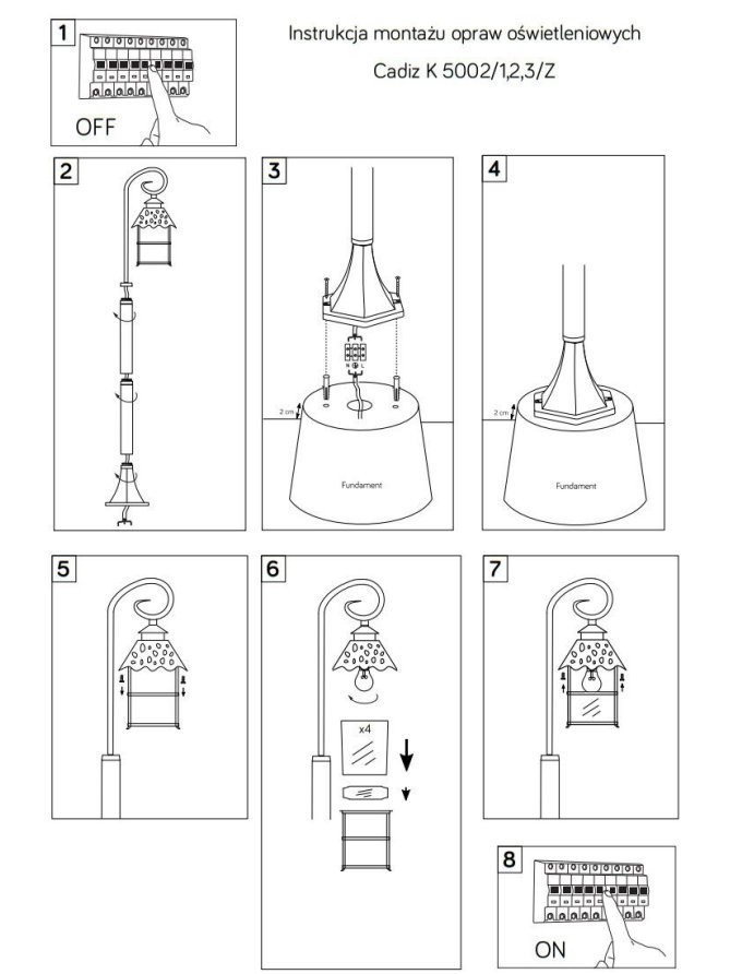 Lampa stojąca zewnętrzna CADIZ 146cmsłupek ogrodowy czarny - LEDco.pl