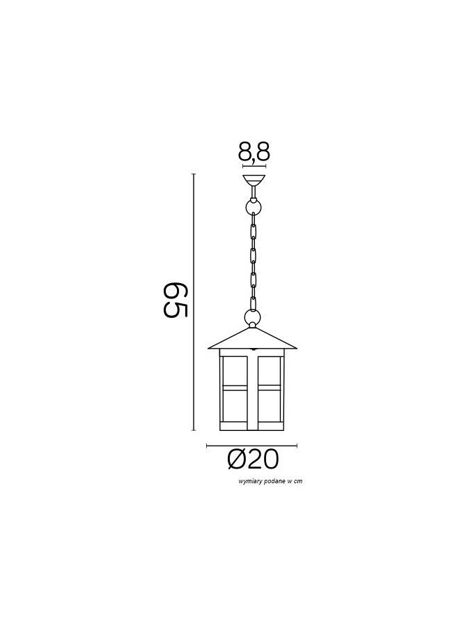 Klasyczna lampa ogrodowa wisząca CORDOBA II czarna E27