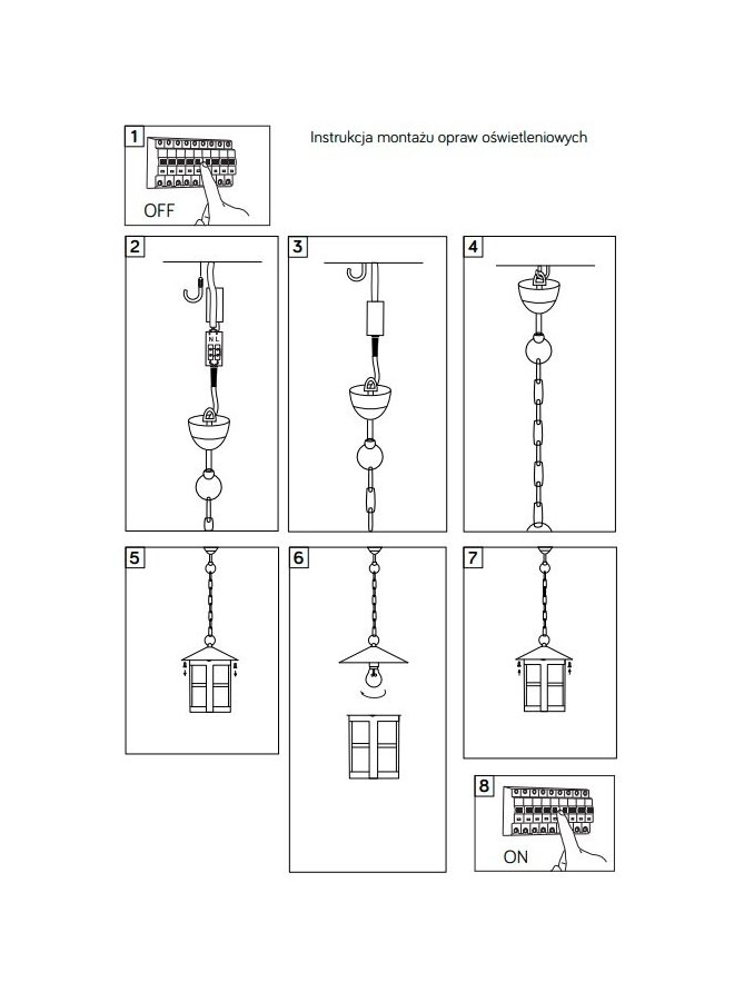 Klasyczna lampa ogrodowa wisząca CORDOBA II czarna E27