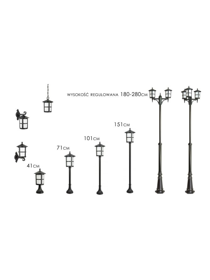 Klasyczna lampa ogrodowa wisząca CORDOBA II czarna E27