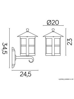 Kinkiet zewnętrzny retro CORDOBA lampa elewacyjna czarna K 3012/1/TD g