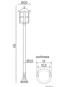 Lampa ogrodowa słupek wysoki CORDOBA II 151cm latarnia ogrodowa
