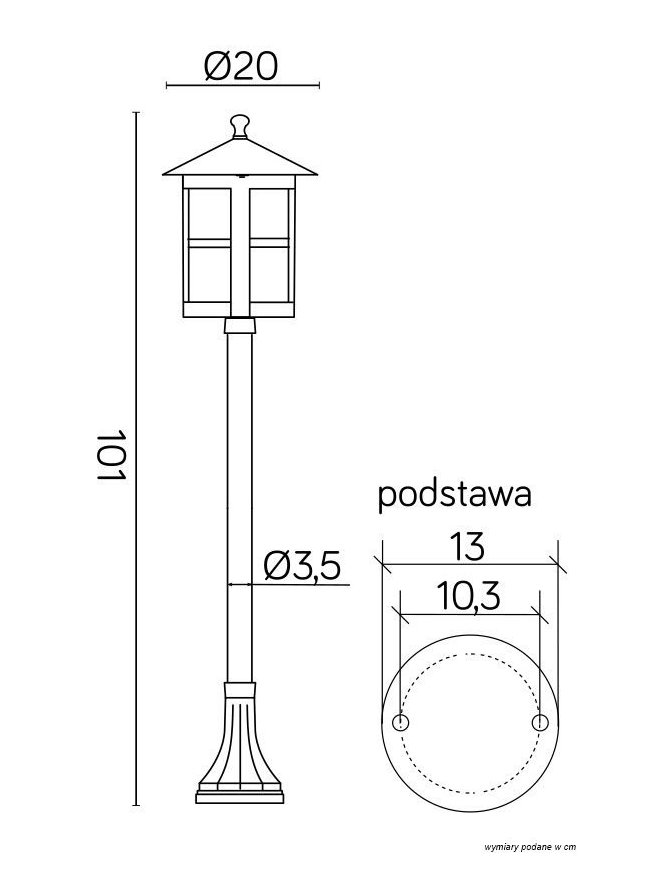Lampa ogrodowa słupek wysoki CORDOBA II 101cm latarnia ogrodowa