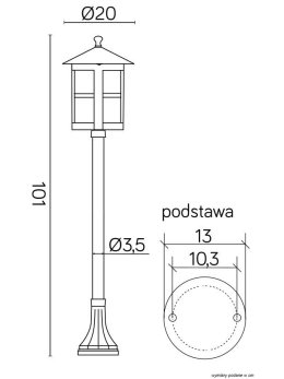 Lampa ogrodowa słupek wysoki CORDOBA II 101cm latarnia ogrodowa