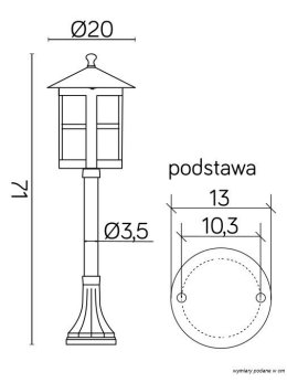 Lampa ogrodowa słupek wysoki CORDOBA II 71cm latarnia ogrodowa