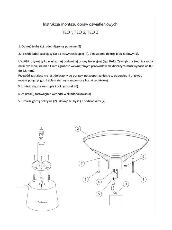 Lampa ogrodowa stojąca słupek TEO 3 69cm IP54 - LEDco.pl