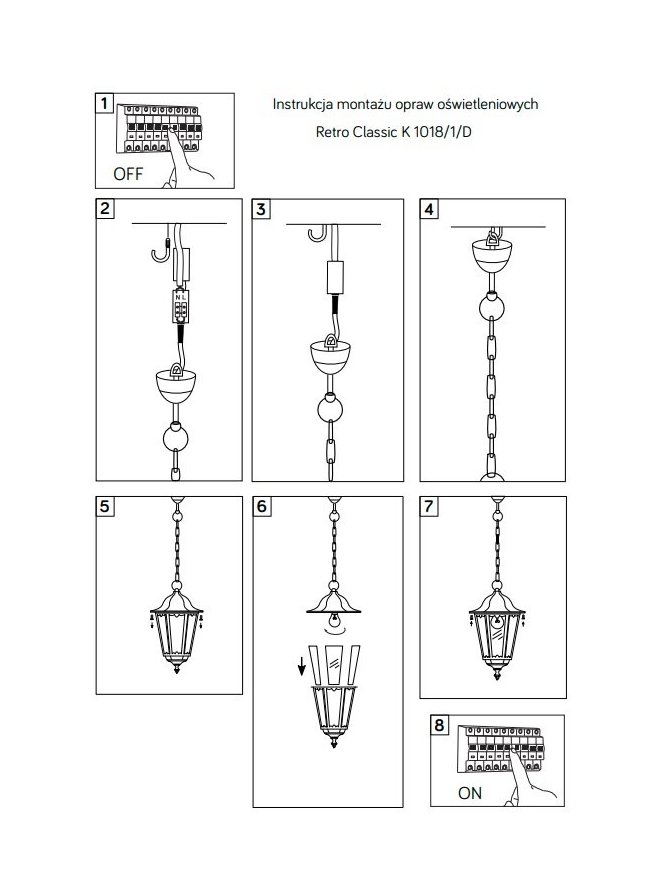 Lampa zewnętrzna wisząca ogrodowa Retro Classic K 1018/1/D - LEDco.pl