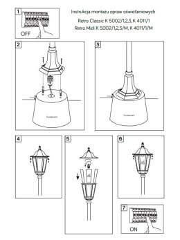 Lampa ogrodowa klasyczna Retro Classic 114cm K 5002/2 - LEDco.pl