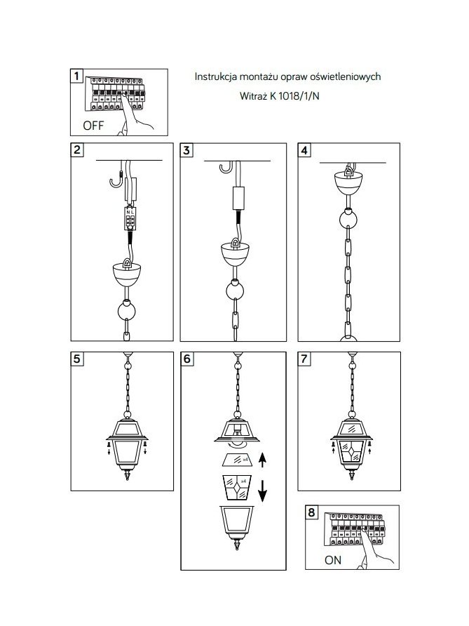 Lampa tarasowa wisząca WITRAŻ retro K 1018/1/N | sklep LEDco.pl