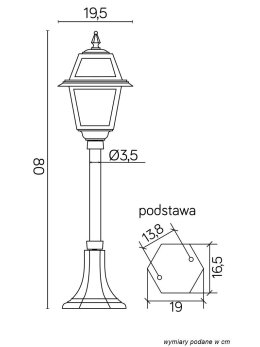 Lampa ogrodowa w angielskim stylu słupek oświetleniowy WITRAŻ 80cm