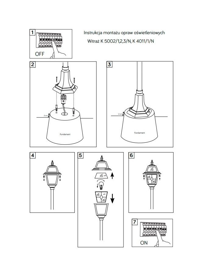Lampa ogrodowa w angielskim stylu słupek oświetleniowy WITRAŻ 80cm