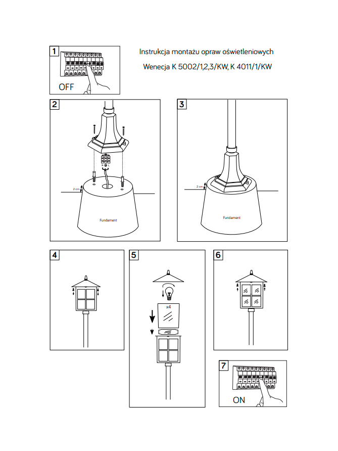 Oświetlenie ogrodowe lampa zewnętrzna słupek WENECJA 45cm parkowa