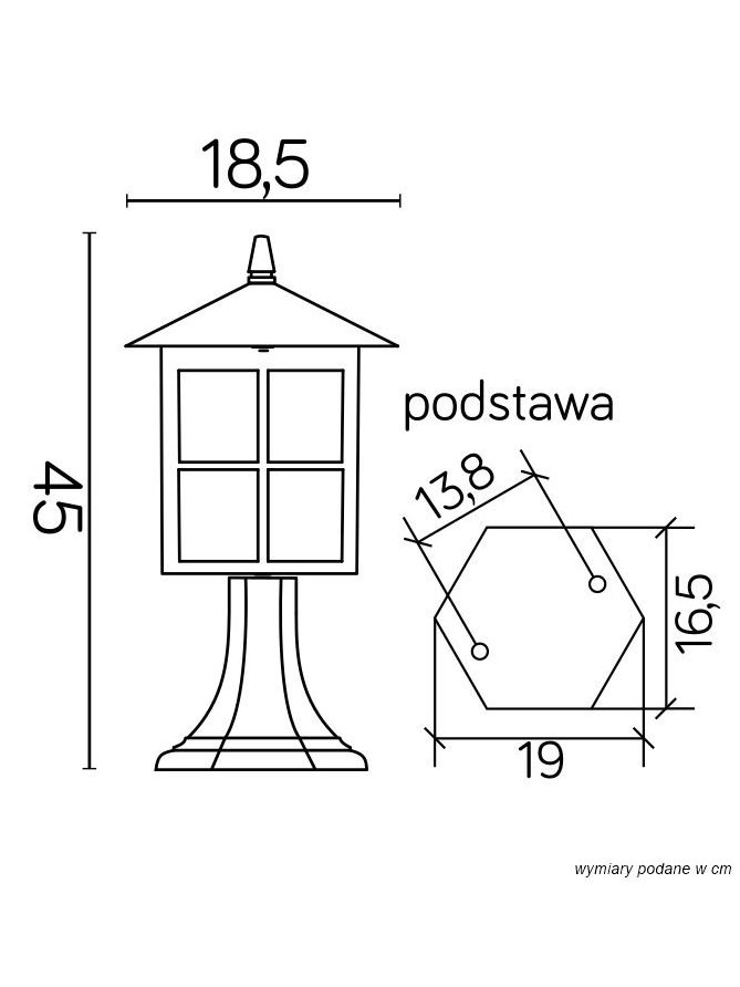 Oświetlenie ogrodowe lampa zewnętrzna słupek WENECJA 45cm parkowa
