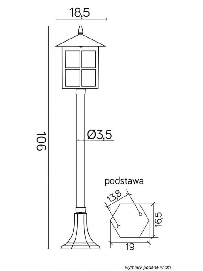 Oświetlenie ogrodowe lampa zewnętrzna słupek WENECJA 106cm latarnia
