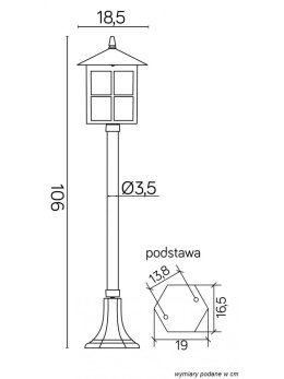 Oświetlenie ogrodowe lampa zewnętrzna słupek WENECJA 106cm latarnia