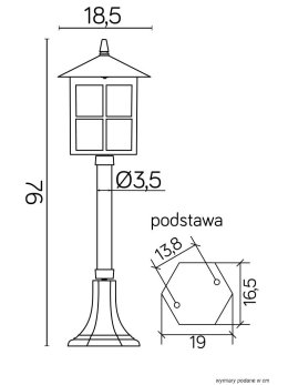 Oświetlenie ogrodowe lampa zewnętrzna słupek WENECJA 76cm latarnia