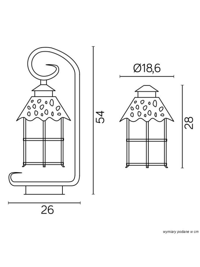 Lampa ogrodowa słupek TOLEDO 54cm lampa ogrodowa stojąca