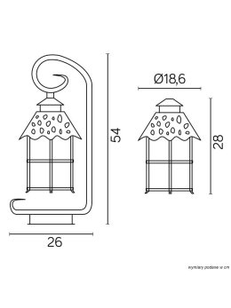 Lampa ogrodowa słupek TOLEDO 54cm lampa ogrodowa stojąca