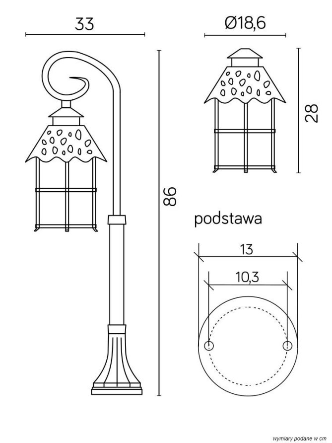 Lampa ogrodowa słupek TOLEDO 86cm lampa zewnętrzna stojąca klasyczna
