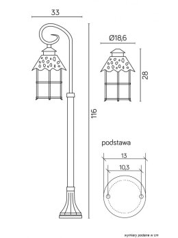 Lampa ogrodowa słupek TOLEDO 116cm lampa zewnętrzna stojąca klasyczna