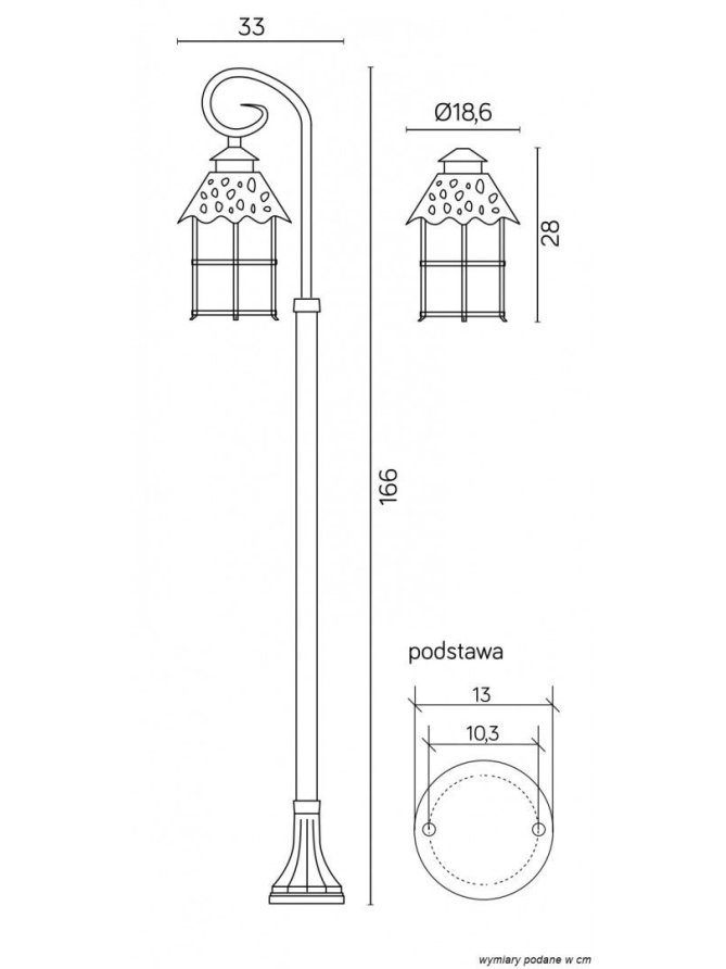 Lampa ogrodowa stojąca wysoka TOLEDO 166cm latarnia ogrodowa klasyczna