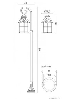 Lampa ogrodowa stojąca wysoka TOLEDO 166cm latarnia ogrodowa klasyczna