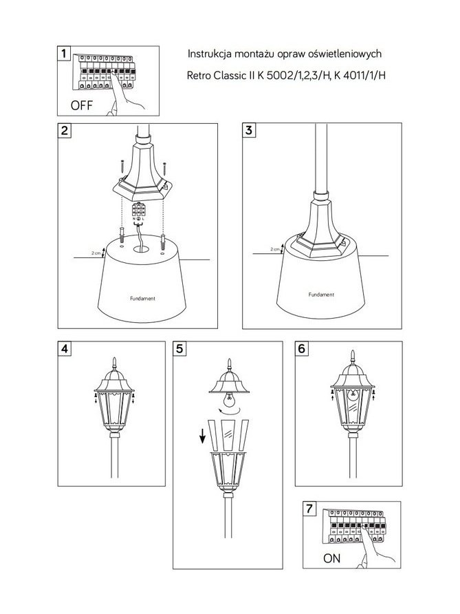 Lampa ogrodowa klasyczna Retro Classic II 115cm K 5002/2/H - LEDco.pl