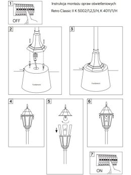Lampa ogrodowa klasyczna Retro Classic II 115cm K 5002/2/H - LEDco.pl