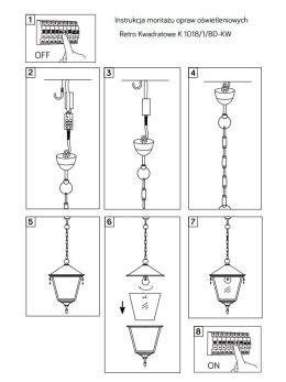 Lampa zewnętrzna wisząca Retro Kwadratowe lampa sufitowa na taras