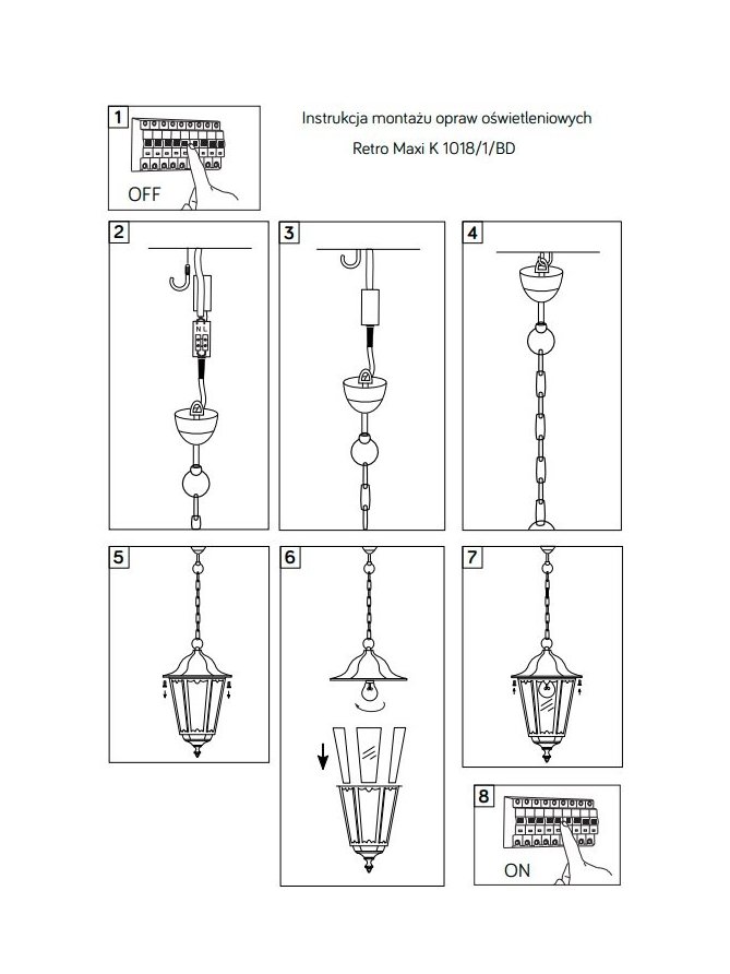 Lampa tarasowa wisząca klasyczna Retro Maxi - Lampa wisząca dworkowa zewnętrzna