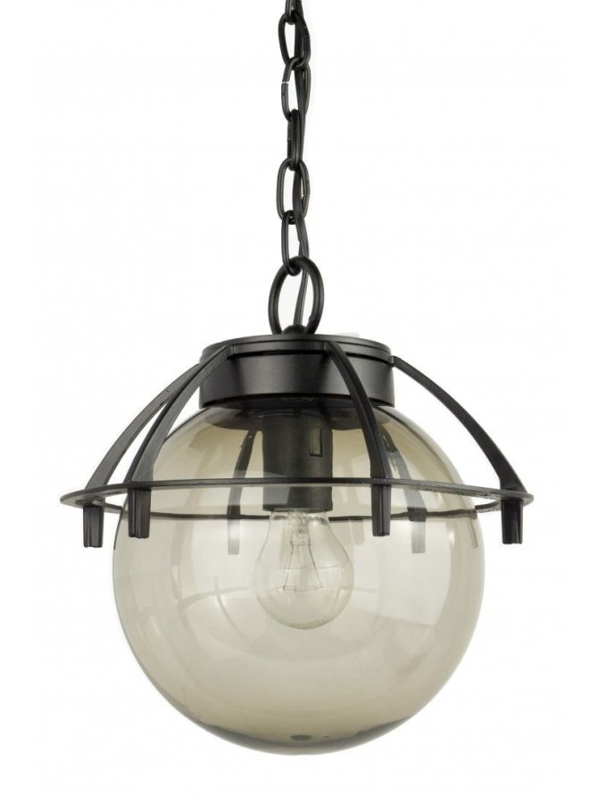 Lampa zewnętrzna sufitowa wisząca Kula z koszykiem 200 zwis czarny kula ogrodowa