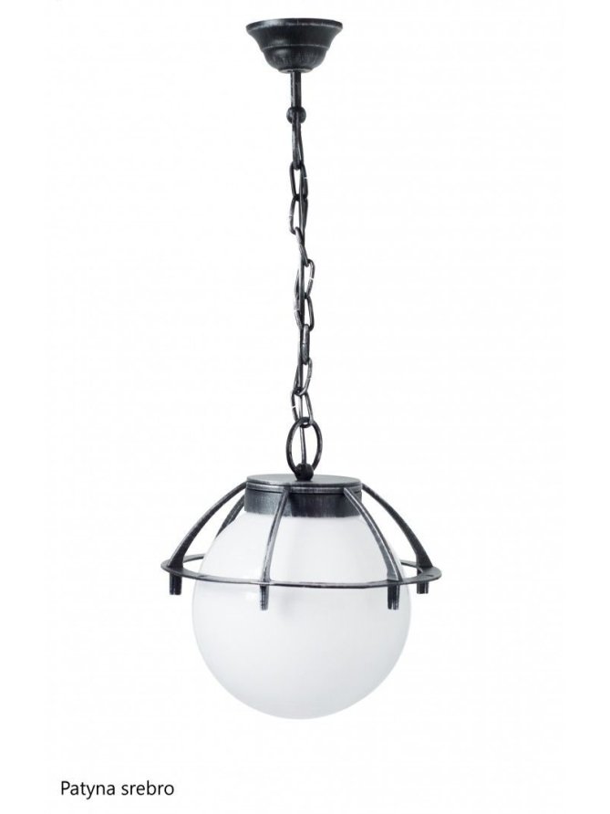 Lampa zewnętrzna sufitowa wisząca Kula z koszykiem 200 zwis czarny kula ogrodowa