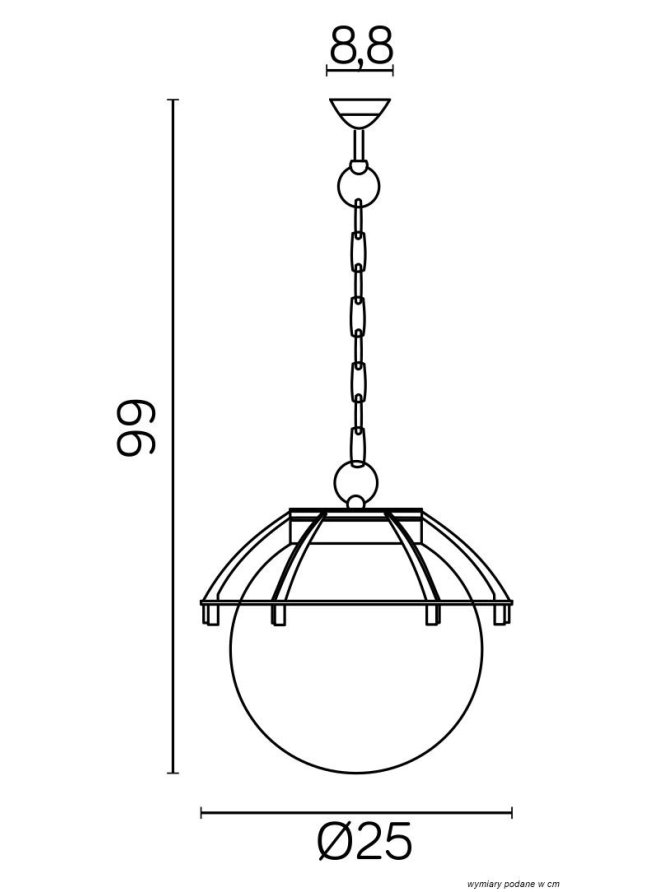 Lampa zewnętrzna sufitowa wisząca Kula z koszykiem 200 zwis czarny kula ogrodowa