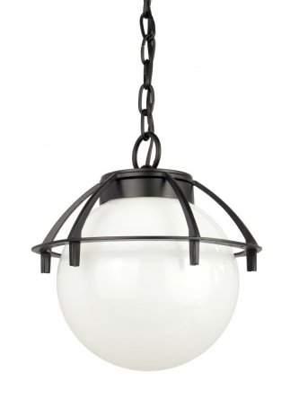 Lampa zewnętrzna sufitowa wisząca Kula z koszykiem 200 zwis czarny kula ogrodowa