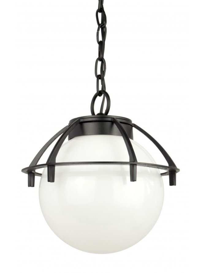 Lampa zewnętrzna sufitowa wisząca Kula z koszykiem 200 zwis czarny kula ogrodowa