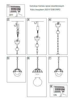 Lampa zewnętrzna sufitowa wisząca Kula z koszykiem 200 zwis czarny kula ogrodowa