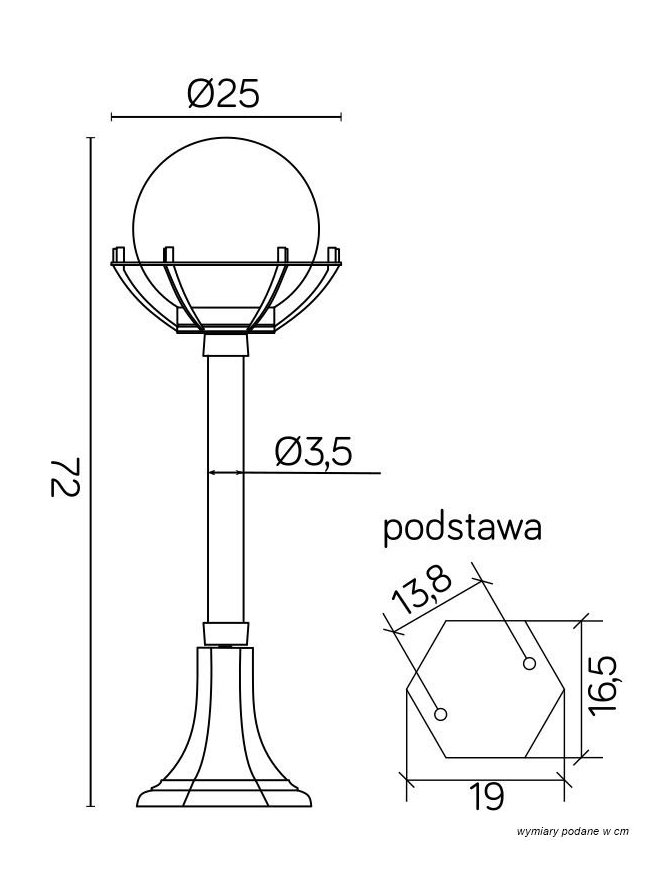 Lampy ogrodowe Kule z koszykiem 72cm klasyczny słupek ogrodowy