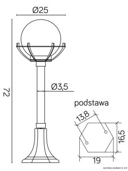Lampy ogrodowe Kule z koszykiem 72cm klasyczny słupek ogrodowy