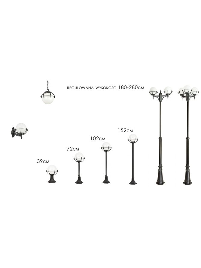 Lampy ogrodowe Kule z koszykiem 102cm klasyczny słupek ogrodowy
