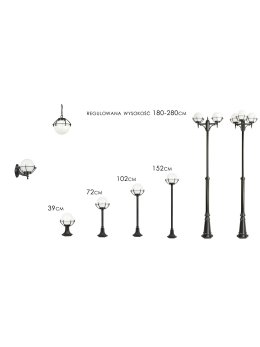 Lampy ogrodowe Kule z koszykiem 102cm klasyczny słupek ogrodowy