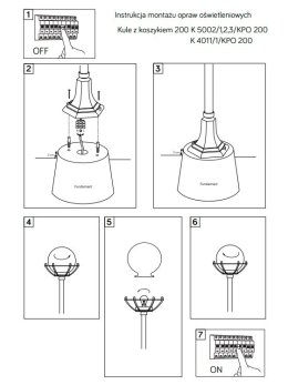 Lampy ogrodowe Kule z koszykiem 102cm klasyczny słupek ogrodowy