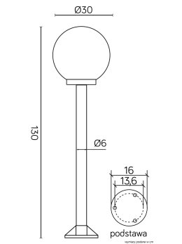 Lampa ogrodowa kula wysokość 130cm średnica 30cm KULE 60