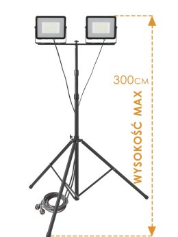 Naświetlacz LED na statywie wysokim 300cm 2x30W lampa budowlana SAMSUNG SMD