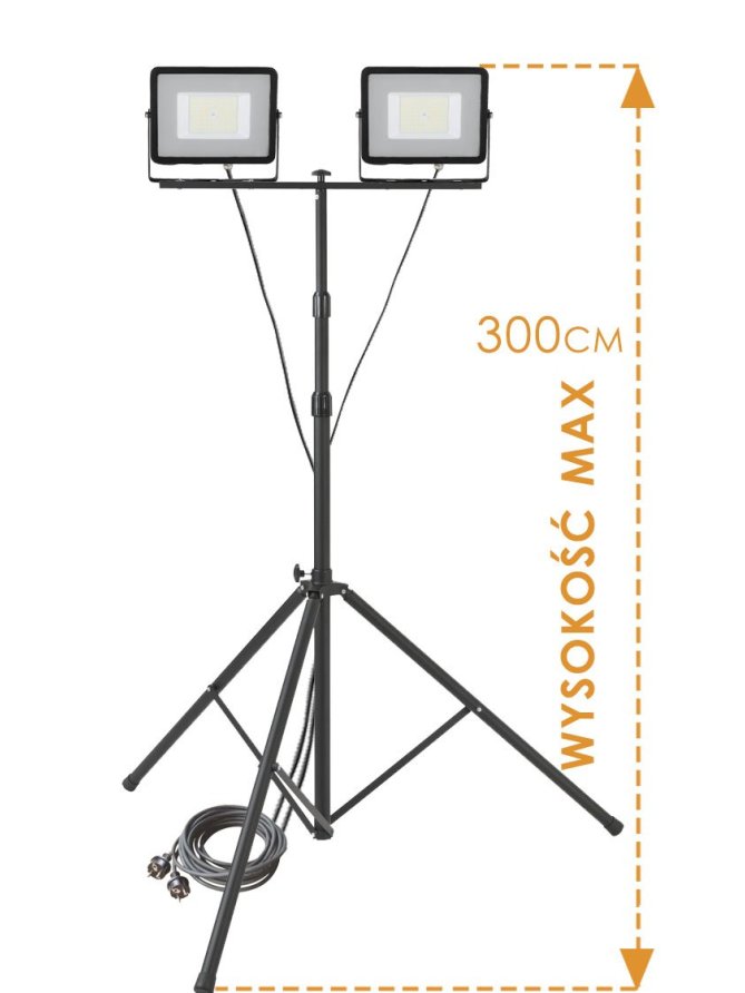 Naświetlacz LED na statywie wysokim 300cm 2x50W lampa budowlana SAMSUNG SMD